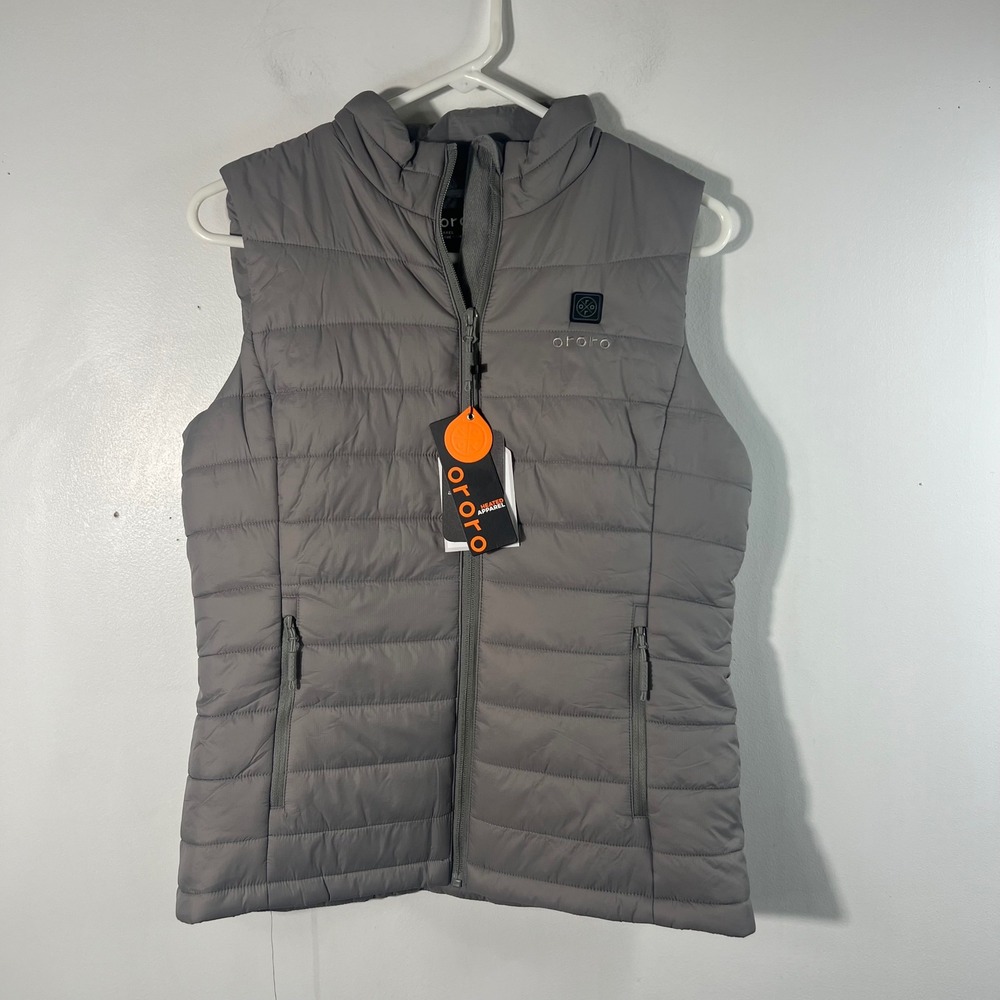 Womens Ororo Heated Apparel Puffer Vest Gray S NWT Nylon Polyester No Battery!